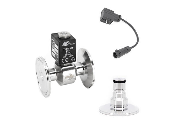 Gass inn-kit, TC1.5", Ø2.0mm Magnetventil, Tee, Ball Lock, Adapter++ 