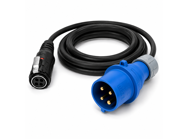Strømkabel, 5m, CEE 230V 3-fas, 32A LP24 4-pin hunn, 4x2.5mm2 