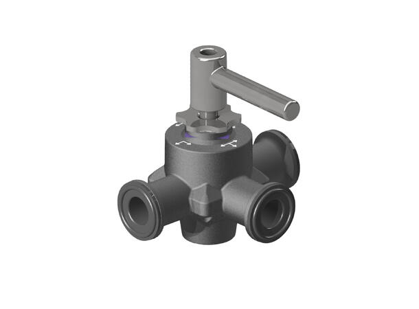 CleanCore™ 3-veis ventil, TC34mm, POK DN15, V-core, 1 bar 