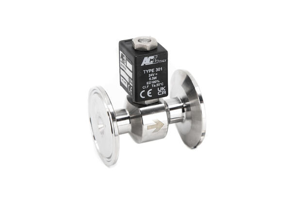 Magnetventil, TC 1.5", NC, DC24V Ø2.0 0-3 bar, 2.0mm hullåpning 