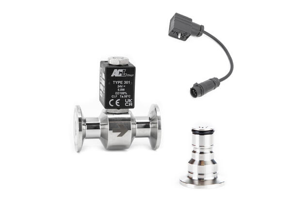 Gass inn-kit, TC34mm, Ø2.0mm Magnetventil, Tee, Ball Lock, Adapter++ 