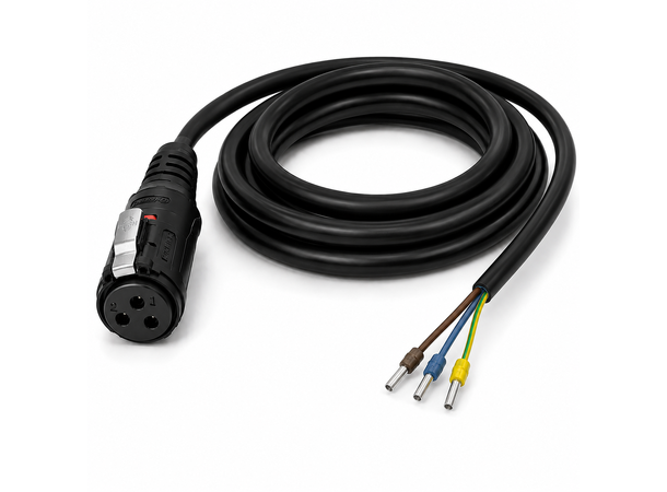 Strømkabel, 2m, LP24 3-pin, DIY (niter) LP24 3-pin hunn, 3x2.5mm2 